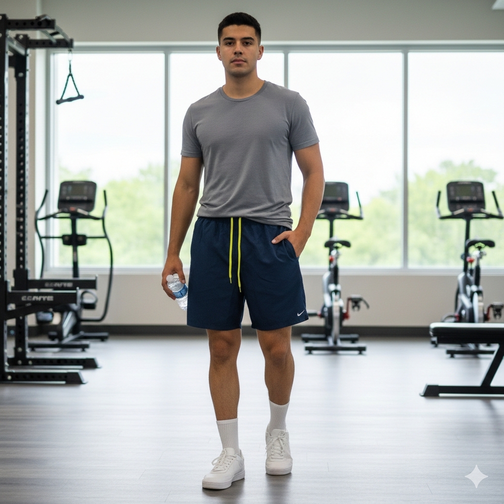 Nike Dark Blue Shorts with Neon Yellow Drawstring